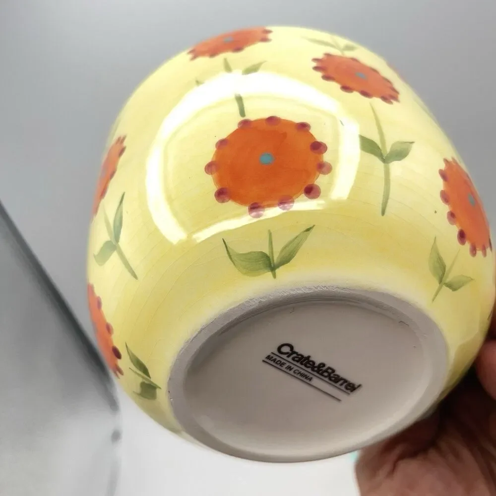 CRATE & BARREL - CERAMIC FLORAL ~ Set Of 2